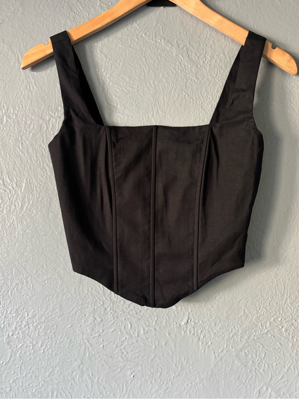 Peppermayo Black Corset Tank Top Square Neck Zip Back Size 2